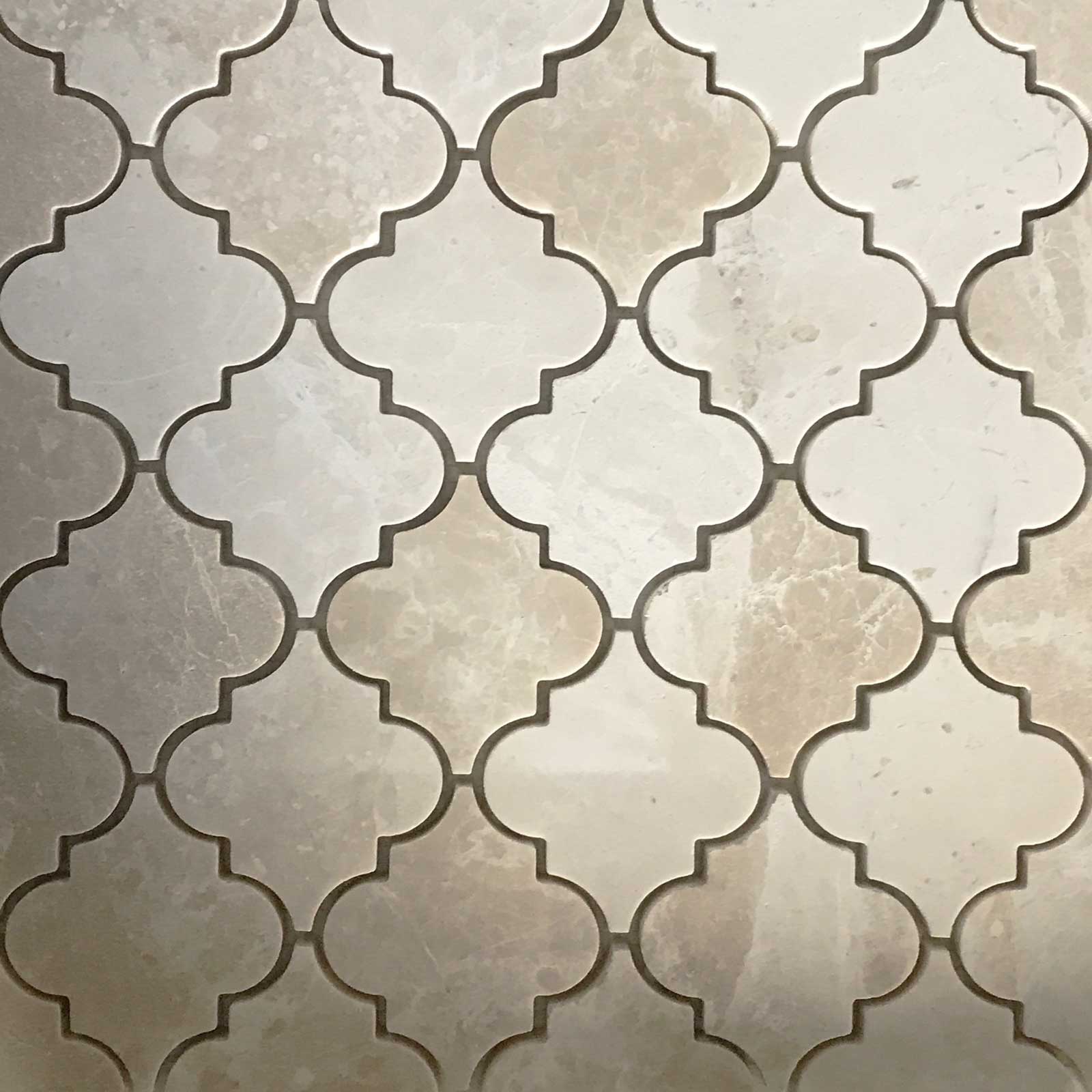 Botticino Marble Arabesque Lantern Tile, Lantern Mosaic Tile