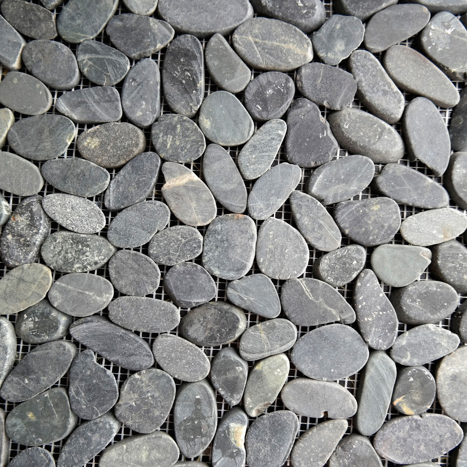Black Sliced Stone Pebble Mosaic Tile