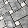 Basketweave Mosaic Tile Light Grey White Marble Polished - LGGPB12