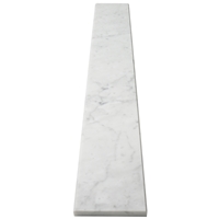 Close-up view of 5 x 24 Saddle Threshold Italian White Carrara Honed Matte Marble Stone 3/4 Inches Thick shows the top surface finish and bevel on both long edges