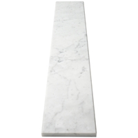 Close-up view of 6 x 24 Saddle Threshold Italian White Carrara Honed Matte Marble Stone 3/4 Inches Thick shows the top surface finish and bevel on both long edges