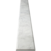 Close-up view of 5 x 40 Bullnose Edge Saddle Threshold Italian White Carrara Honed Matte Marble Stone shows the top surface finish and bevel on both long edges