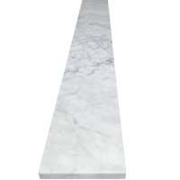 Close-up view of 6 x 40 Saddle Threshold Italian White Carrara Honed Matte Marble Stone 5/8 Thickness shows the top surface finish and bevel on both long edges