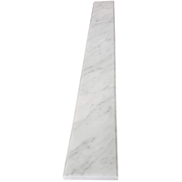 Close-up view of 4 x 36 Saddle Threshold Italian White Carrara Marble Stone 5/8 Inches Thick shows the top surface finish and bevel on both long edges