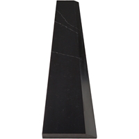 Close-up view of 6 x 24 Saddle Threshold Hollywood Nero Marquino Black Stone shows the top surface finish, slope edge on one long side and eased edge bevel on the other long side