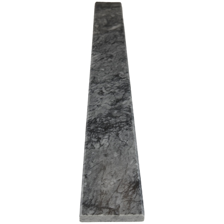 Close-up view of 4 x 48 Saddle Threshold City Grey Matte Marble Stone shows the top surface finish and bevel on both long edges