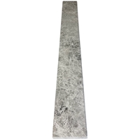 Close-up view of 4 x 36 Saddle Threshold Earth Grey Marble Stone shows the top surface finish and bevel on both long edges