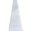 Close-up view of 4 x 36 Saddle Threshold White Marble Stone shows the top surface finish and bevel on both long edges