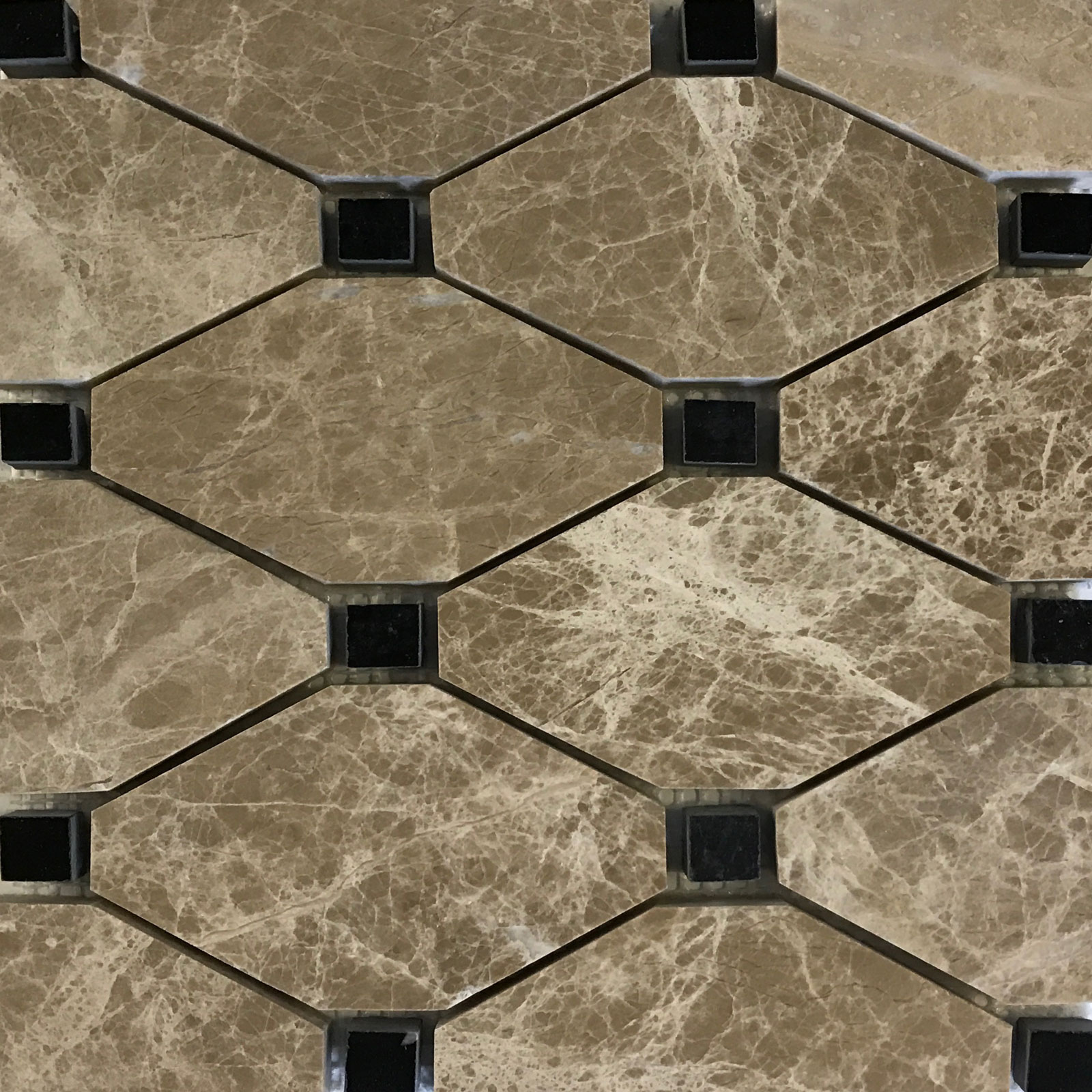 Boliche Mosaic Tile Emperador Light Black Marble Polished