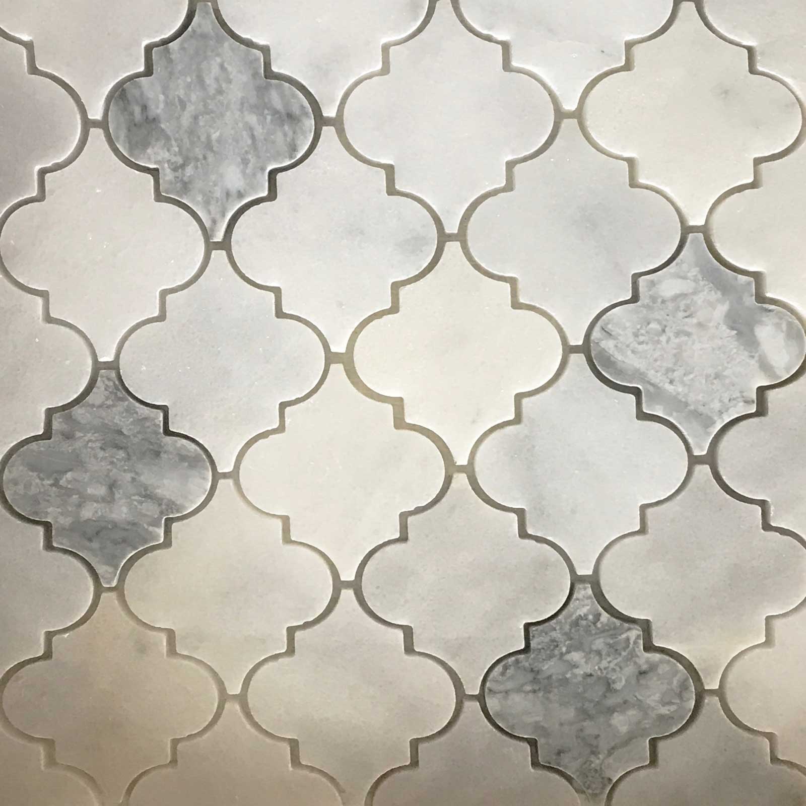 White Light Grey Arabesque Lantern Tile, Gray Arabesque Tile