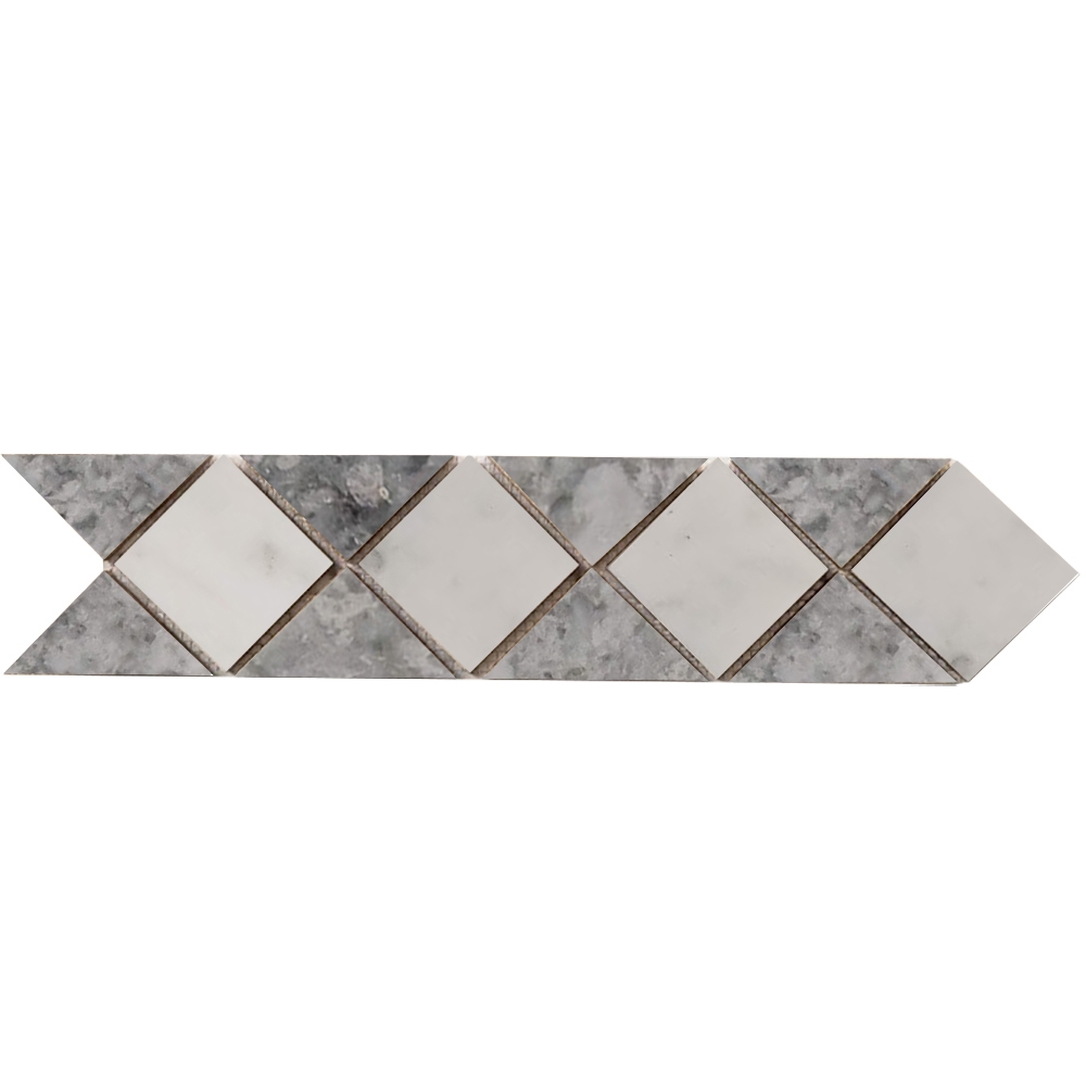 Light Grey Carrara Tile Border Mosaic, Mosaic Tile Borders