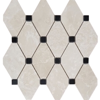 Diamond Mosaic Tile Botticino Marble with Black Dot 