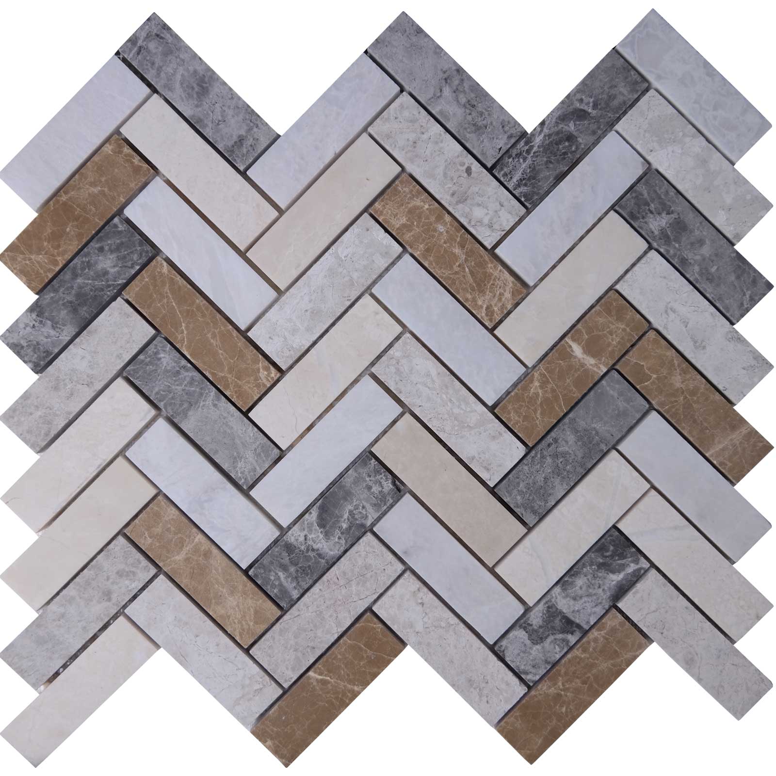  Herringbone  Mixed Marble Mosaic  Tile 