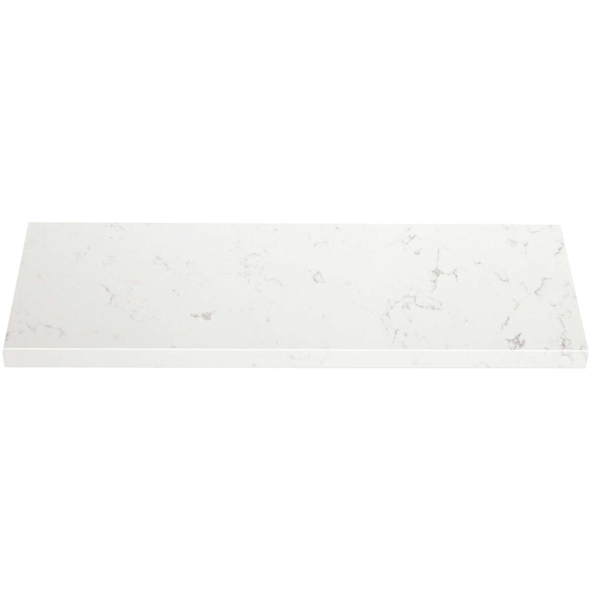 Close-up view of Shower Niche Shelf Bianco Carrara Stone Tile shows the top surface finish and bevel on both long edges