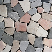 Mixed Color Flat Stone Pebble Mosaic Tile 