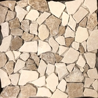 Botticino Beige Emperador Mixed Flat Pebble Mosaic Tile 