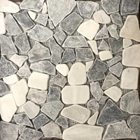Light Grey Carrara Mixed Flat Pebble Mosaic Tile 