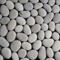 Beige Round Stone Pebble Mosaic Tile 