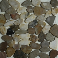 Mixed Color  Sliced Stone Pebble Mosaic Tile 