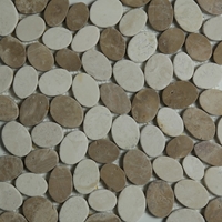 Beige Brown Sliced Stone Pebble Mosaic Tile 
