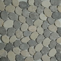 Grey Beige Sliced Stone Pebble Mosaic Tile 