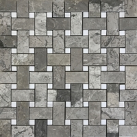 Basketweave Mosaic Tile Shades Of Grey Dolomite Marble Polished 
