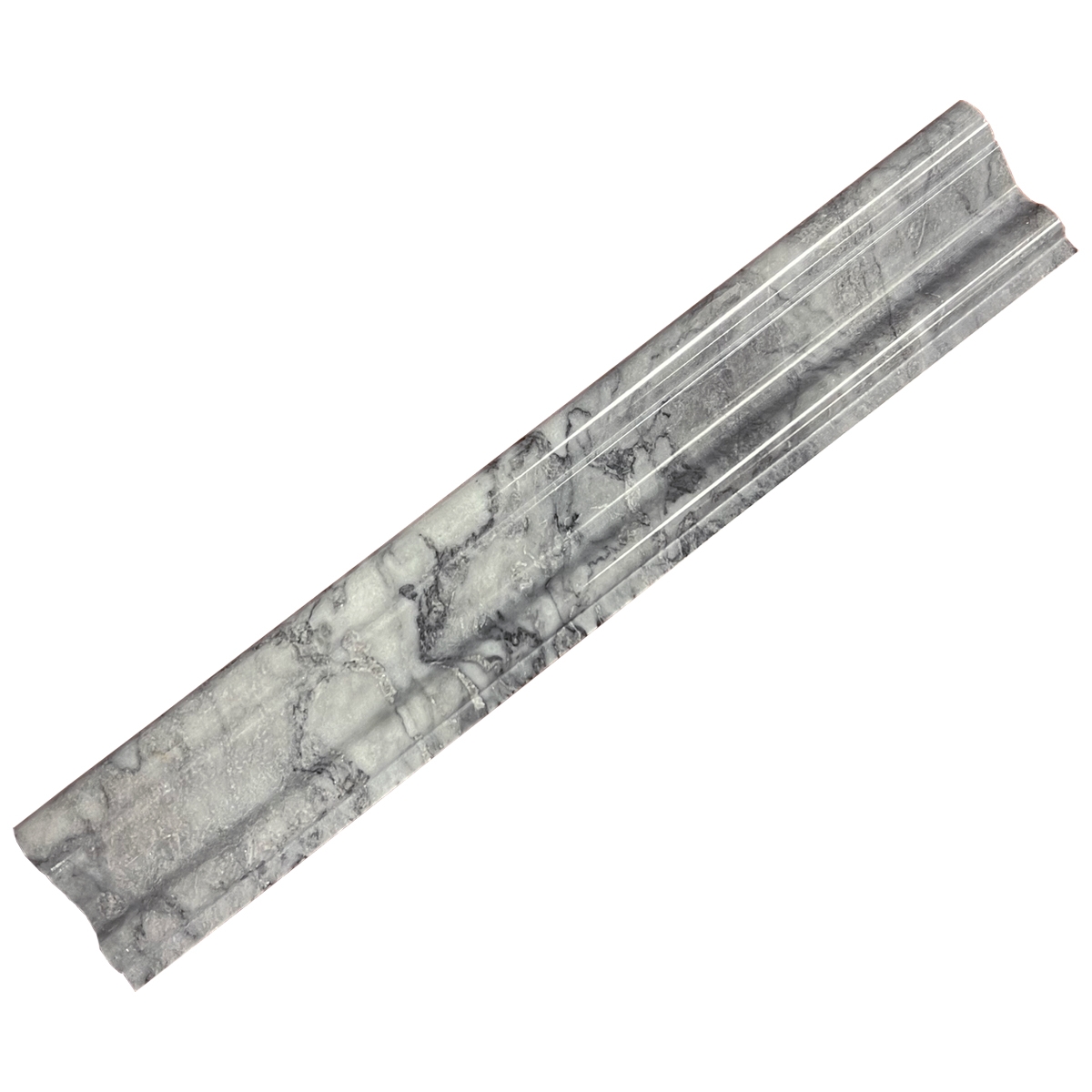 Crown Molding 2 x 12 Tile Light Grey Marble 