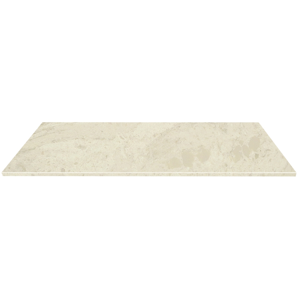 Close-up view of Shower Bench Seat Madreperola Creamy Beige Stone shows the front surface finish and bevel on the front edge
