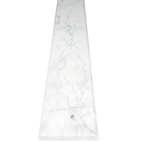 Close-up view of Italian White Carrara Honed Matte Marble Stone Bullnose Edge Shower Curb, showcasing timeless elegance and sophisticated design.