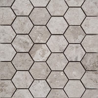 2 Inch Hexagon Mosaic Tile Tundra Grey Marble Polished 