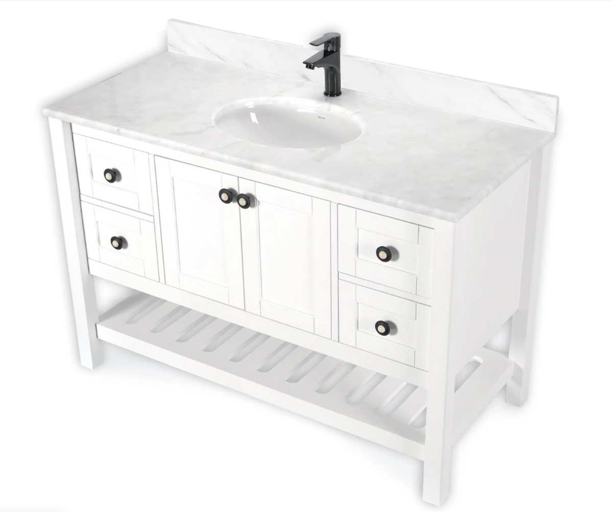 Vanity Backsplash White Marble Polished Stone Tile - VB1080-4x36