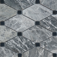 Diamond Mosaic Tile White Grey Black Marble Polished 