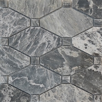 Diamond Mosaic Tile White Grey Marble Polished 