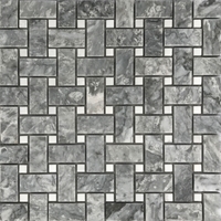 Basketweave Mosaic Tile Light Grey White Marble Polished 