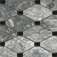 Diamond Mosaic Tile Light Grey Black Marble Polished Long Octagon Mosaic