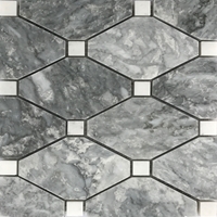 Diamond Mosaic Tile Light Grey White Marble Polished Long Octagon Mosaic