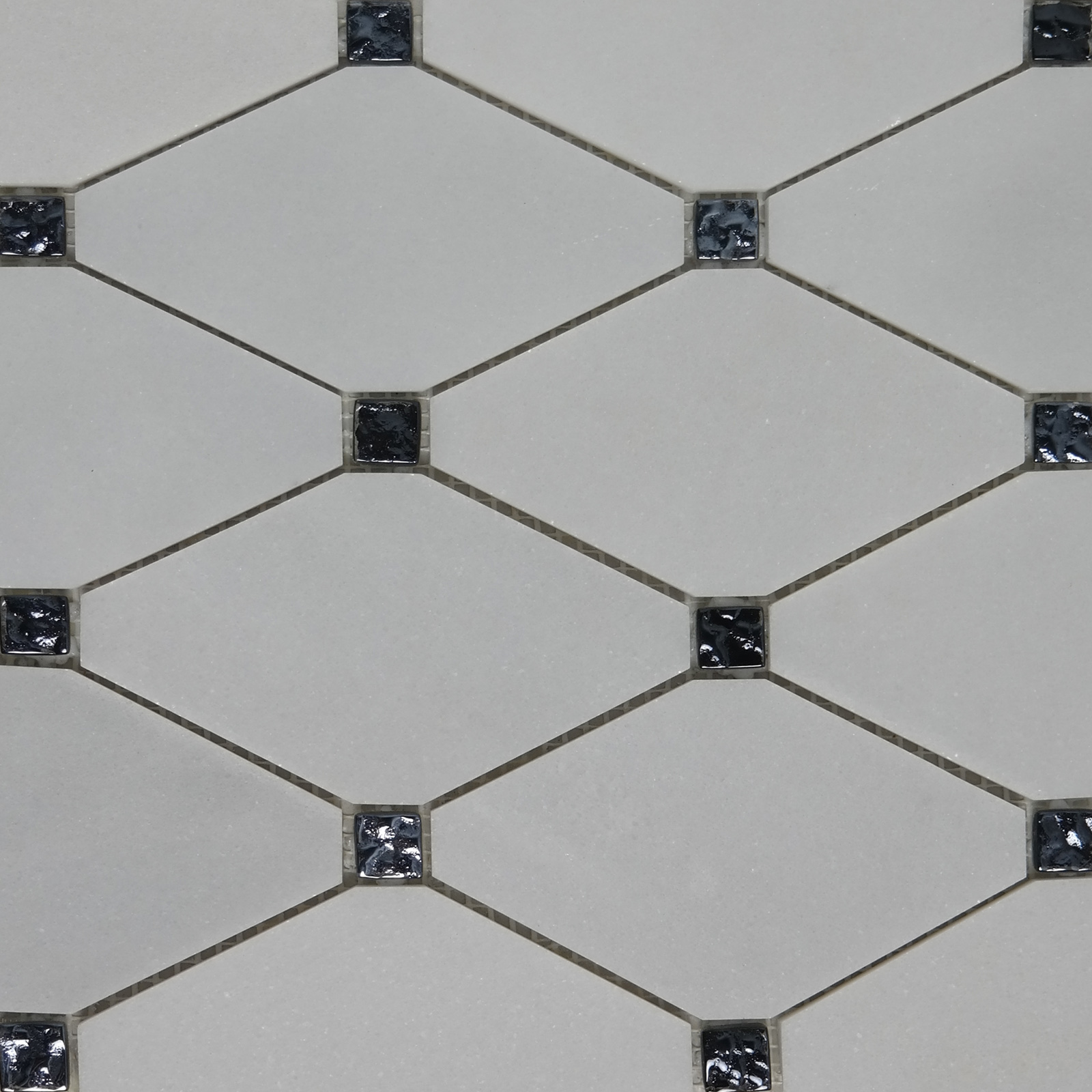 Long Octagon Mosaic Tile White Marble, Octagon Mosaic Tile