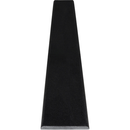 Close-up view of 5 x 24 Saddle Threshold Honed Absolute Black Granite Stone Matte Finish Bullnose Edge shows the top surface finish and bevel on both long edges