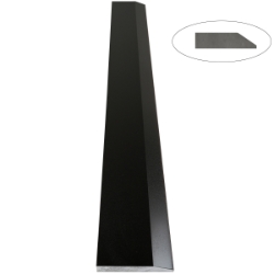 Close-up view of 4 x 60 Hollywood Saddle Threshold Absolute Black Honed Granite Stone Matte Finish shows the top surface finish, slope edge on one long side and eased edge bevel on the other long side