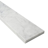 Side view of 5 x 36 Saddle Threshold Italian White Carrara Honed Matte Marble Stone 3/4 Inches Thick shows the bevel and finish on both long edges
