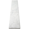 Close-up view of the Italian White Carrara Honed Matte Marble Stone 3/4 Inches Thick Shower Curb, showcasing its premium craftsmanship and elegant design, a stylish addition to your shower space.