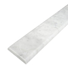 Side view of 4 x 48 Bullnose Edge Saddle Threshold Italian White Carrara Honed Matte Marble Stone shows the bevel and finish on both long edges