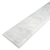 Side view of 5 x 58 Bullnose Edge Saddle Threshold Italian White Carrara Honed Matte Marble Stone shows the bevel and finish on both long edges