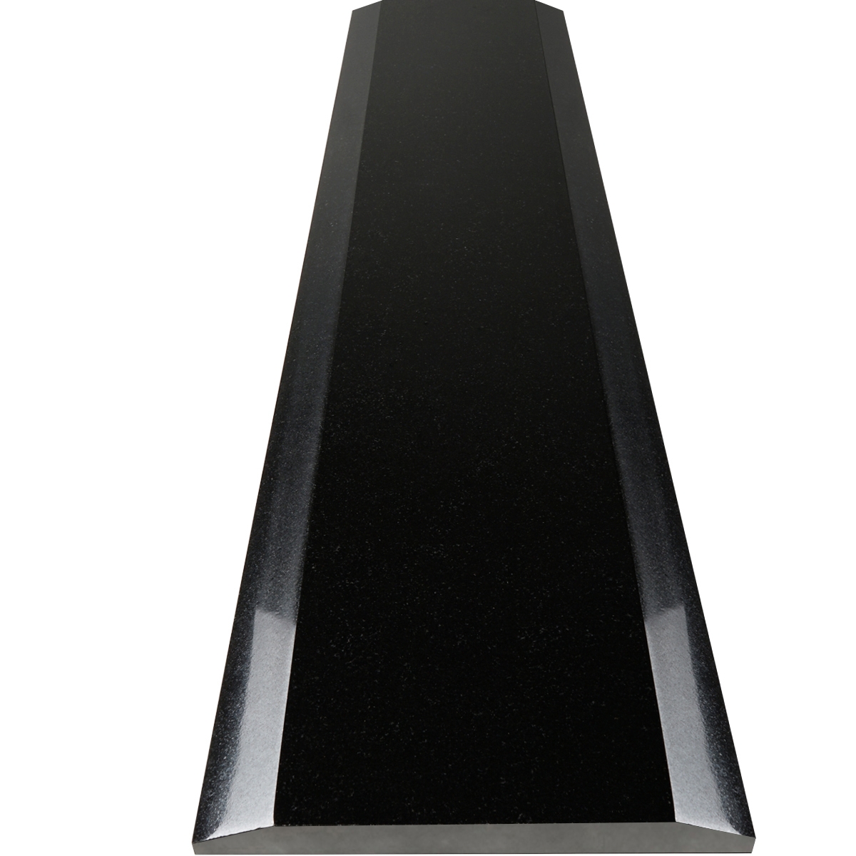 8 x 60 Saddle Threshold Double Hollywood Absolute Black Granite Polished Stone Transition threshold saddle, tapered down threshold, slope edge threshold