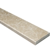 Side view of 4 x 24 Saddle Threshold Cappuccino Beige Marble Stone shows the bevel and finish on both long edges