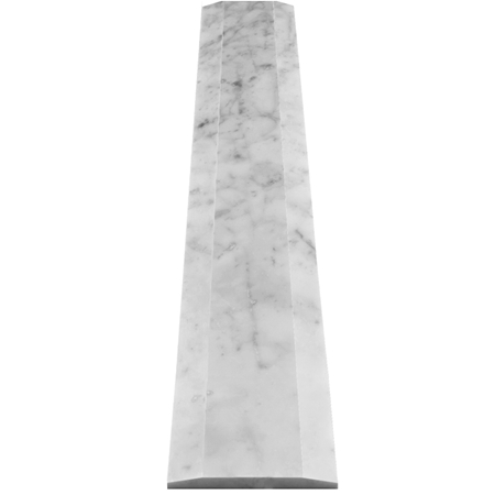 Close-up view of 6 x 24 Double Hollywood Saddle Threshold Italian White Carrara Marble Stone 3/4 Inch Thick shows the top surface finish, slope edge on both long sides