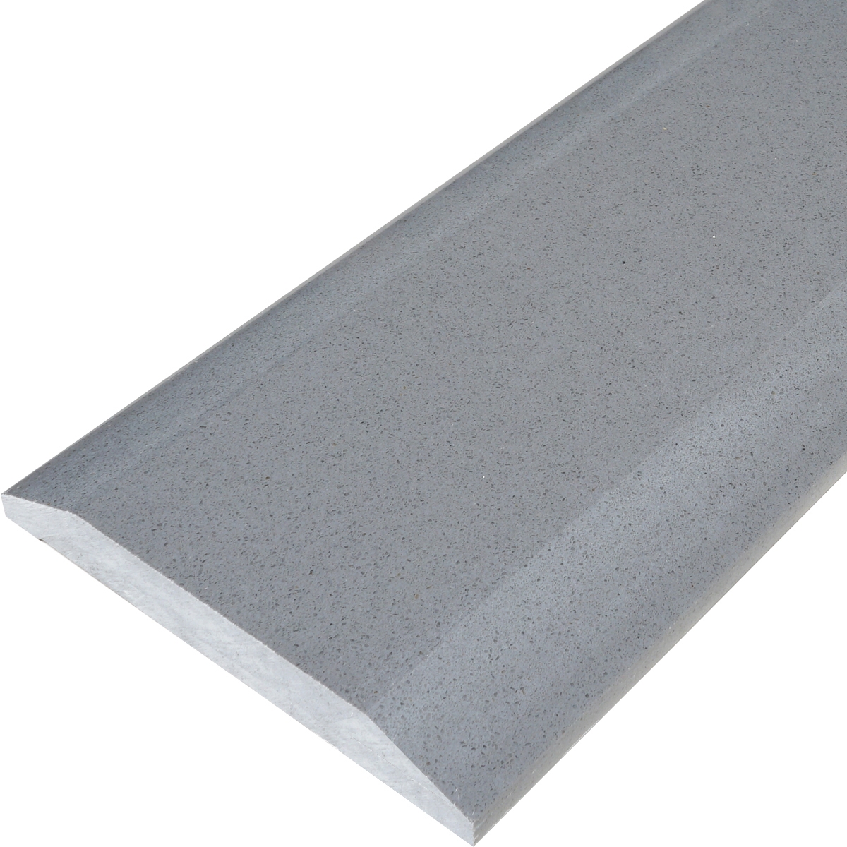 Side view of 6 x 48 Double Hollywood Saddle Threshold Midnight Grey Stone shows the top surface finish, slope edge on both long sides