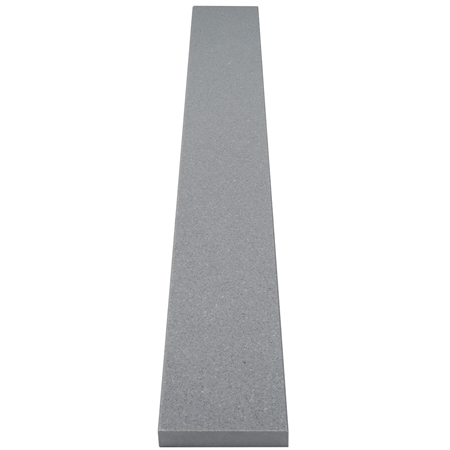 Close-up view of 4 x 72 Saddle Threshold Midnight Grey Stone shows the top surface finish and bevel on both long edges