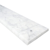Detailed view of the honed matte finish on the Italian White Carrara Marble Stone Bullnose Edge Shower Curb, highlighting its smooth texture and elegant craftsmanship.