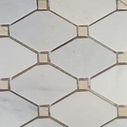 Diamond Mosaic Tile Asian Carrara Beige Marble Polished 